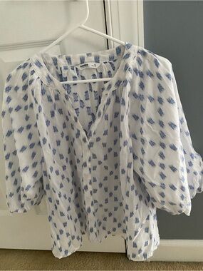 Sonoma White Top with Light Blue Floral Embroidery